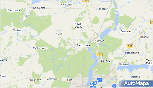 mapa Bartodzieje gmina Wągrowiec, Bartodzieje gmina Wągrowiec na mapie Targeo