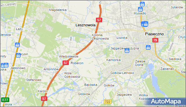 mapa Bobrowiec gmina Piaseczno, Bobrowiec gmina Piaseczno na mapie Targeo