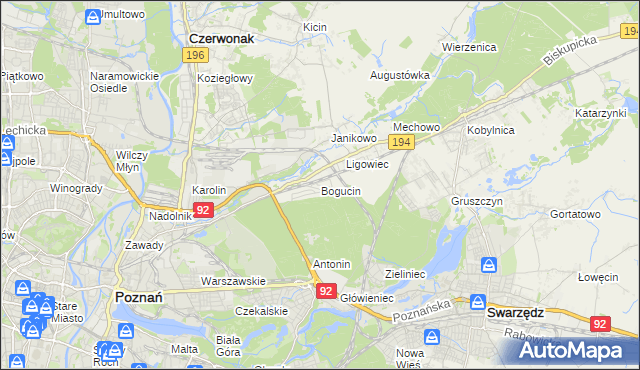 mapa Bogucin gmina Swarzędz, Bogucin gmina Swarzędz na mapie Targeo
