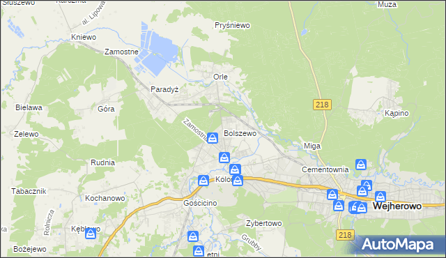 mapa Bolszewo, Bolszewo na mapie Targeo