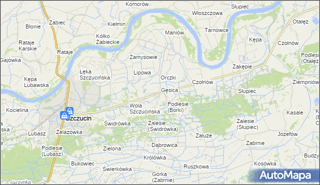 mapa Borki gmina Szczucin, Borki gmina Szczucin na mapie Targeo