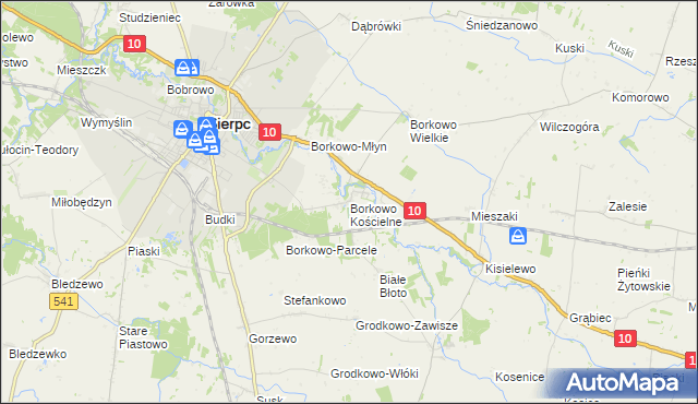 mapa Borkowo Kościelne, Borkowo Kościelne na mapie Targeo