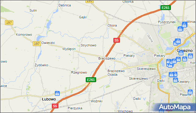 mapa Braciszewo, Braciszewo na mapie Targeo