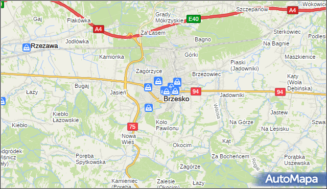 mapa Brzesko, Brzesko na mapie Targeo