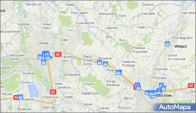 mapa Bulowice, Bulowice na mapie Targeo