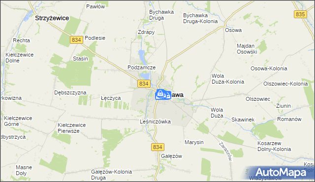 mapa Bychawa, Bychawa na mapie Targeo