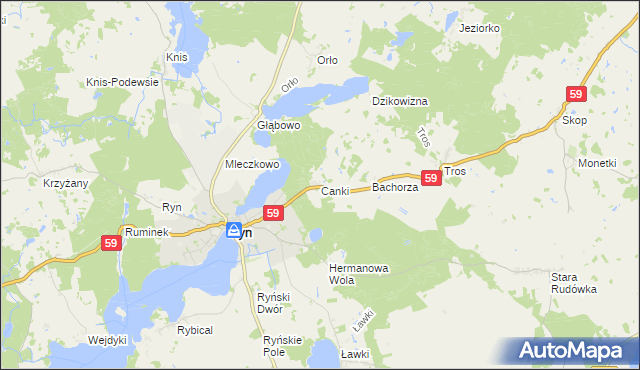 mapa Canki, Canki na mapie Targeo