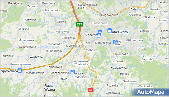 mapa Chabówka, Chabówka na mapie Targeo