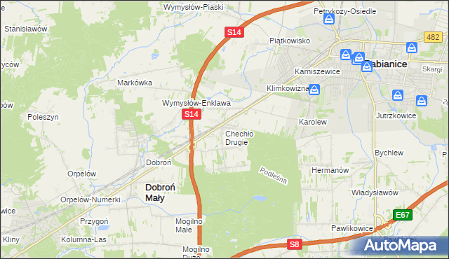 mapa Chechło Drugie, Chechło Drugie na mapie Targeo