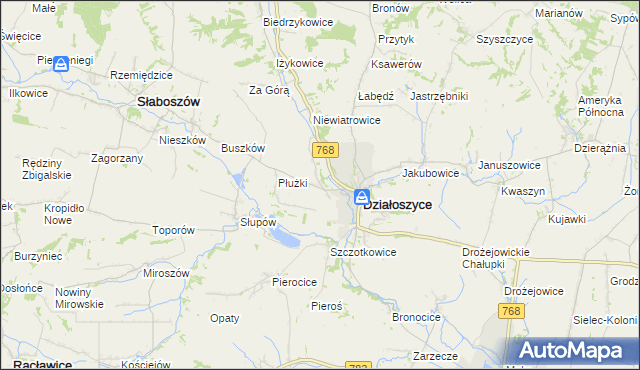 mapa Chmielów gmina Działoszyce, Chmielów gmina Działoszyce na mapie Targeo