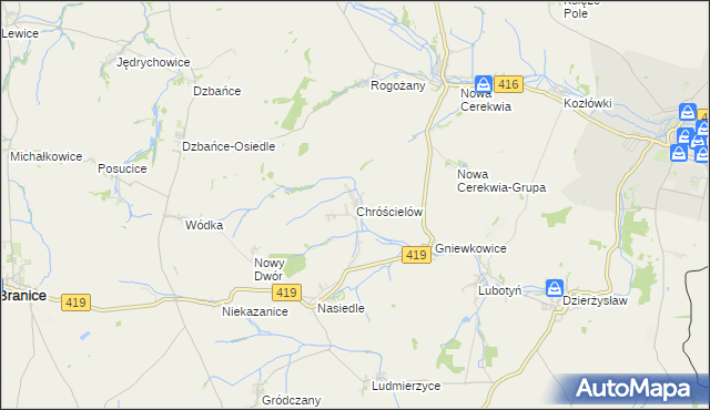 mapa Chróścielów, Chróścielów na mapie Targeo