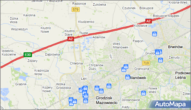 mapa Chrzanów Mały, Chrzanów Mały na mapie Targeo