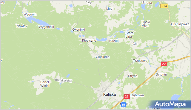 mapa Cieciorka, Cieciorka na mapie Targeo