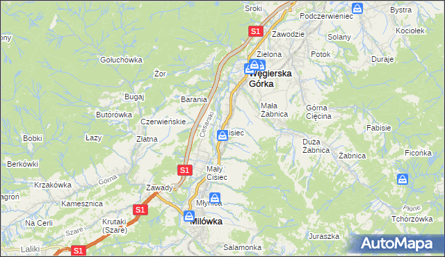 mapa Cisiec, Cisiec na mapie Targeo