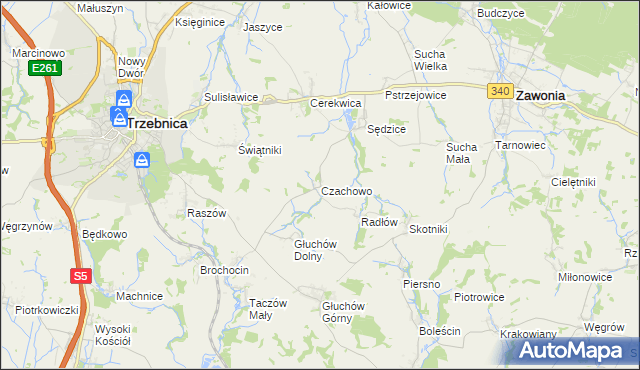 mapa Czachowo gmina Zawonia, Czachowo gmina Zawonia na mapie Targeo