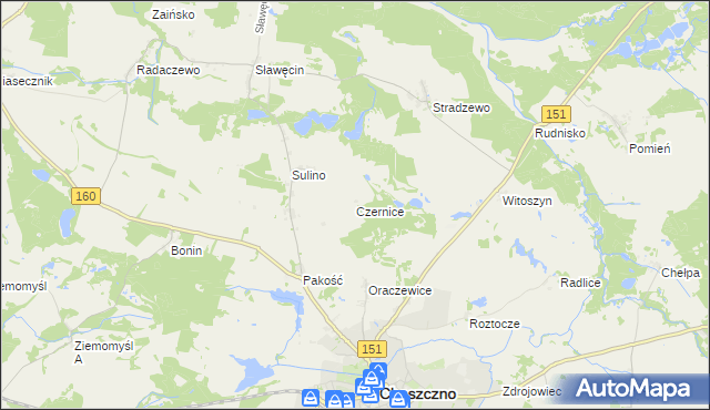 mapa Czernice gmina Choszczno, Czernice gmina Choszczno na mapie Targeo