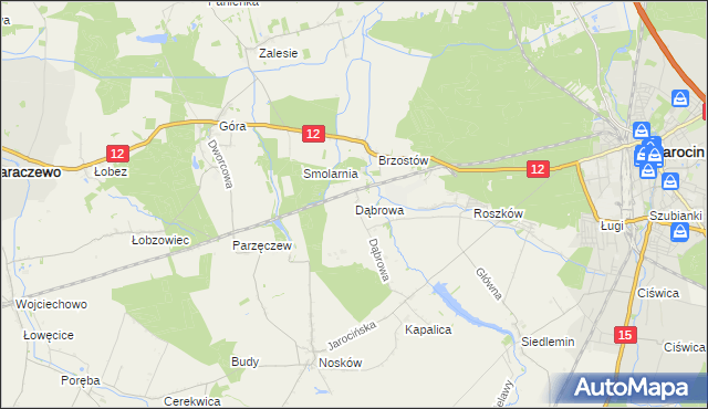 mapa Dąbrowa gmina Jarocin, Dąbrowa gmina Jarocin na mapie Targeo