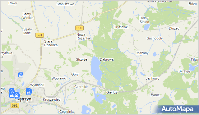 mapa Dąbrowa gmina Kętrzyn, Dąbrowa gmina Kętrzyn na mapie Targeo