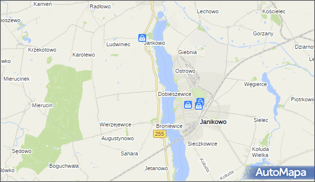 mapa Dobieszewice, Dobieszewice na mapie Targeo