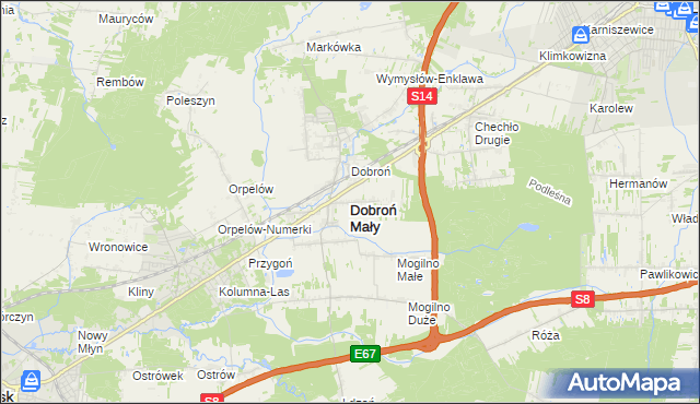 mapa Dobroń Mały, Dobroń Mały na mapie Targeo