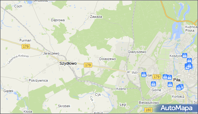 mapa Dolaszewo, Dolaszewo na mapie Targeo