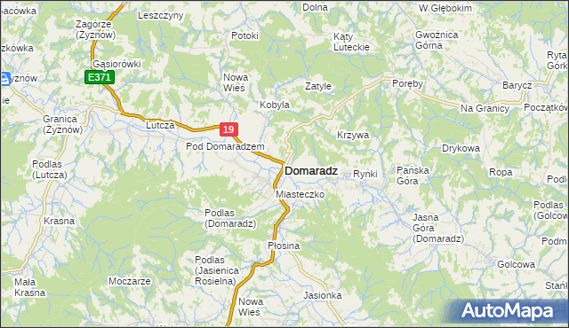 mapa Domaradz powiat brzozowski, Domaradz powiat brzozowski na mapie Targeo