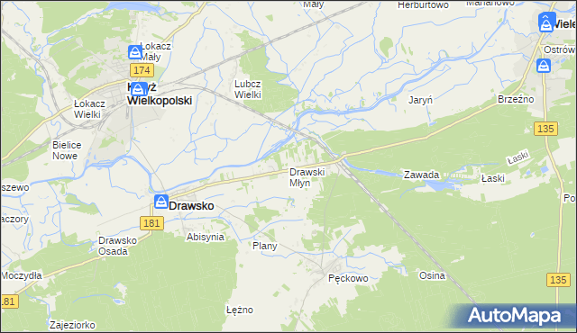 mapa Drawski Młyn, Drawski Młyn na mapie Targeo