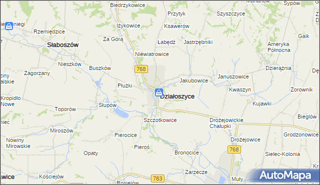 mapa Działoszyce, Działoszyce na mapie Targeo