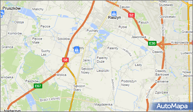 mapa Falenty Duże, Falenty Duże na mapie Targeo