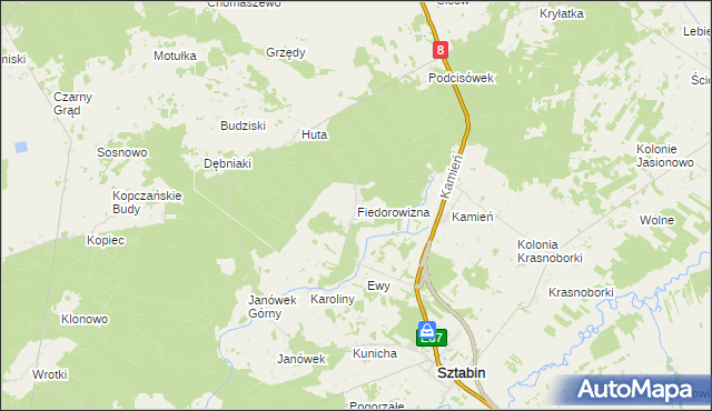 mapa Fiedorowizna, Fiedorowizna na mapie Targeo