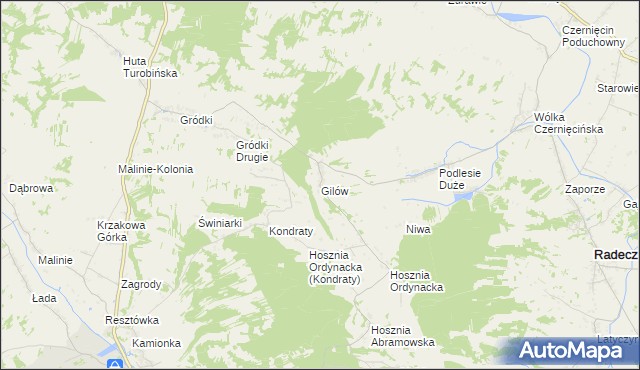 mapa Gilów gmina Goraj, Gilów gmina Goraj na mapie Targeo