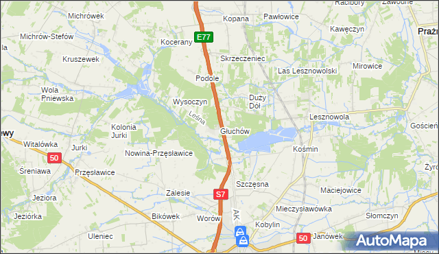 mapa Głuchów gmina Grójec, Głuchów gmina Grójec na mapie Targeo
