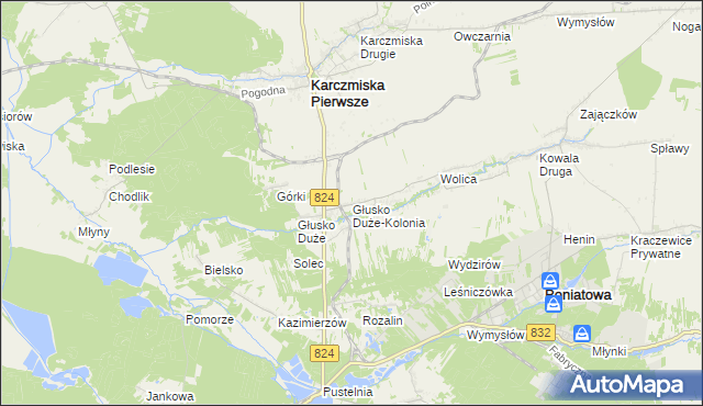 mapa Głusko Duże-Kolonia, Głusko Duże-Kolonia na mapie Targeo