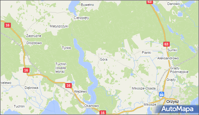 mapa Góra gmina Orzysz, Góra gmina Orzysz na mapie Targeo