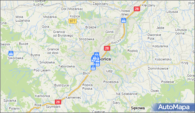 mapa Gorlic, Gorlice na mapie Targeo