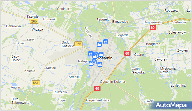 mapa Gostynin, Gostynin na mapie Targeo