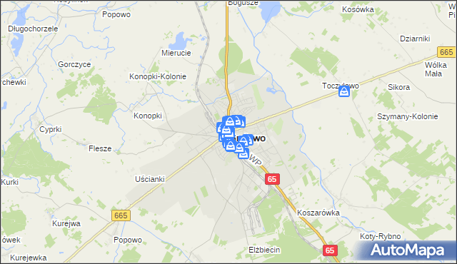 mapa Grajewo, Grajewo na mapie Targeo