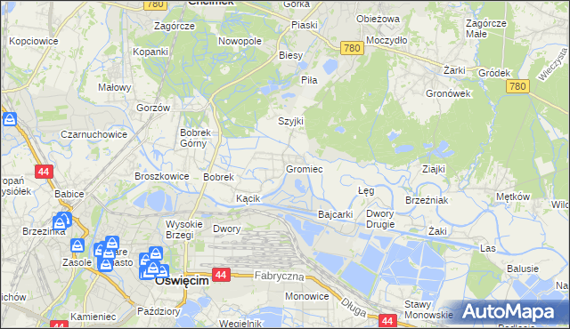 mapa Gromiec, Gromiec na mapie Targeo