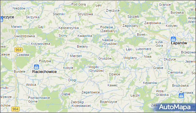 mapa Gruszów gmina Raciechowice, Gruszów gmina Raciechowice na mapie Targeo