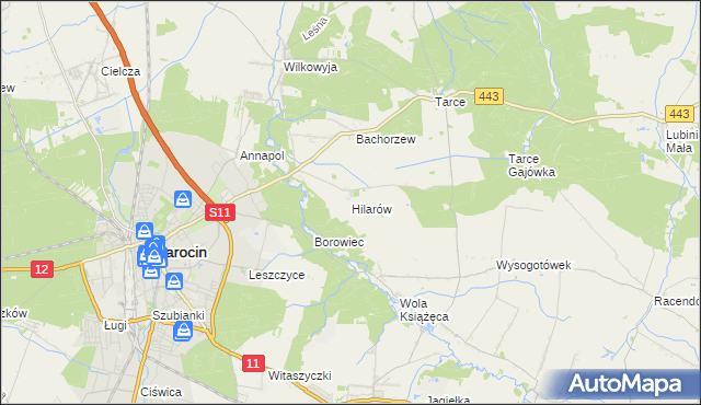 mapa Hilarów gmina Jarocin, Hilarów gmina Jarocin na mapie Targeo