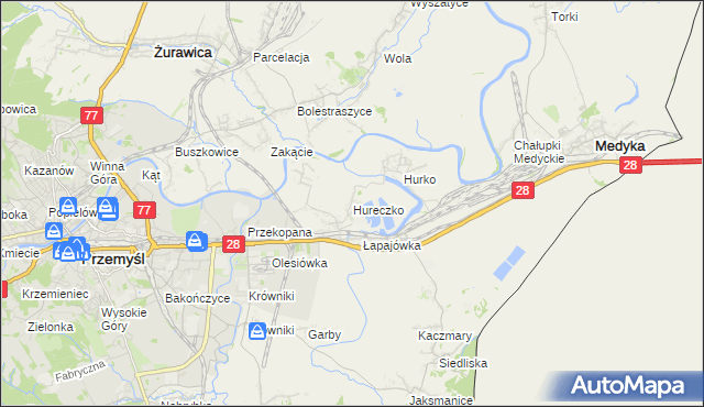 mapa Hureczko, Hureczko na mapie Targeo