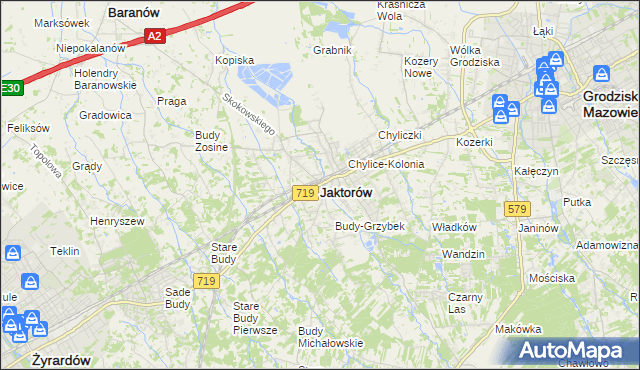 mapa Jaktorów, Jaktorów na mapie Targeo