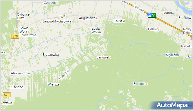 mapa Janówek gmina Czosnów, Janówek gmina Czosnów na mapie Targeo