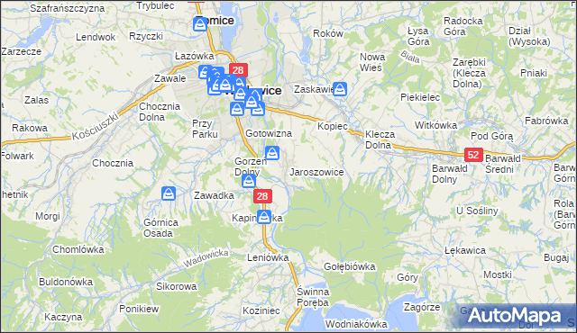 mapa Jaroszowice, Jaroszowice na mapie Targeo