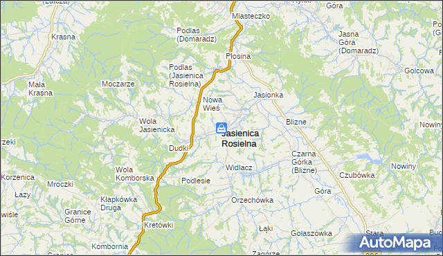 mapa Jasienica Rosielna, Jasienica Rosielna na mapie Targeo