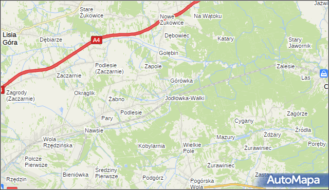mapa Jodłówka-Wałki, Jodłówka-Wałki na mapie Targeo