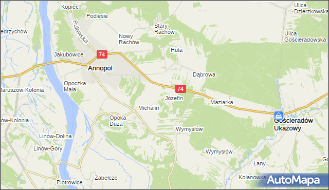 mapa Józefin gmina Annopol, Józefin gmina Annopol na mapie Targeo