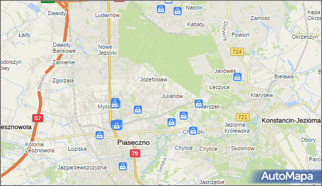 mapa Julianów gmina Piaseczno, Julianów gmina Piaseczno na mapie Targeo