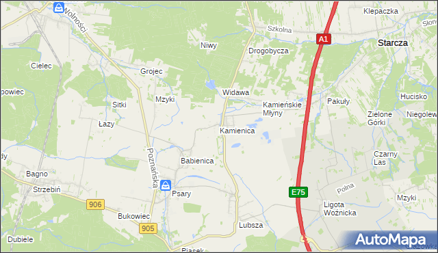 mapa Kamienica gmina Woźniki, Kamienica gmina Woźniki na mapie Targeo