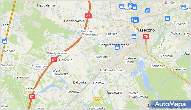 mapa Kamionka gmina Piaseczno, Kamionka gmina Piaseczno na mapie Targeo